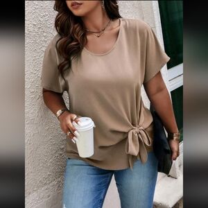 SHEIN Khaki Side Tie Shirt